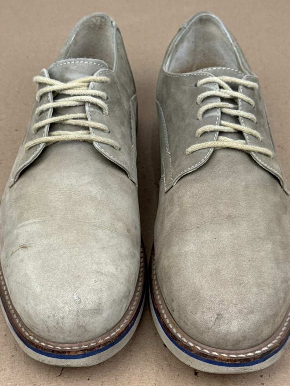 1901 Nordstrom Mens 8.5 M Gray Suede Plain Toe Derby Shoes Brazil M12511 Flaw